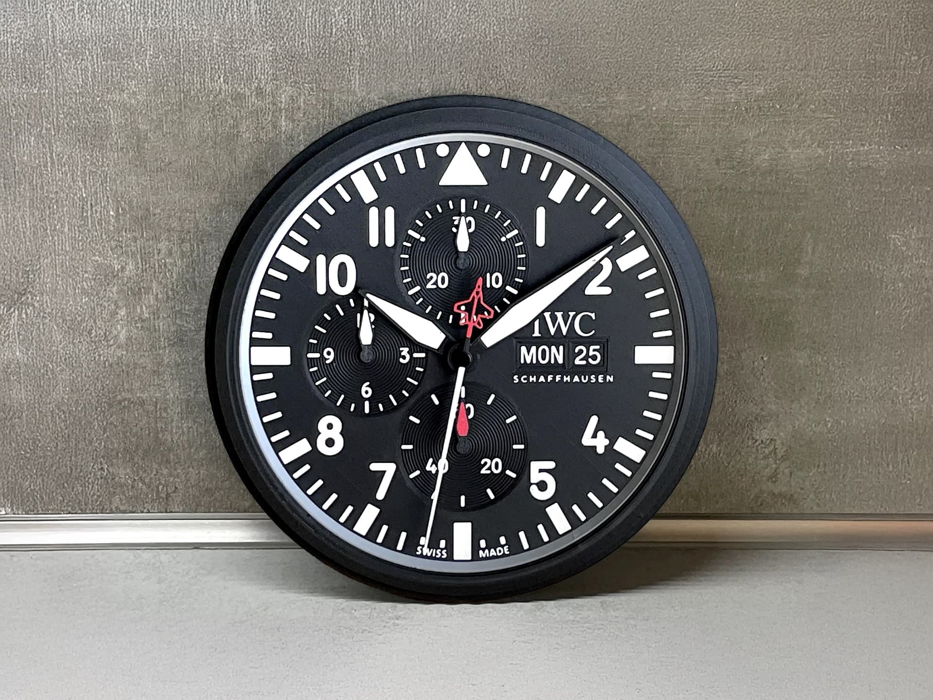 IWC Pilot Wall Clock | Top Gun Edition | Chronograph-Style Wall Clock | Gift for Men | 3D Printed