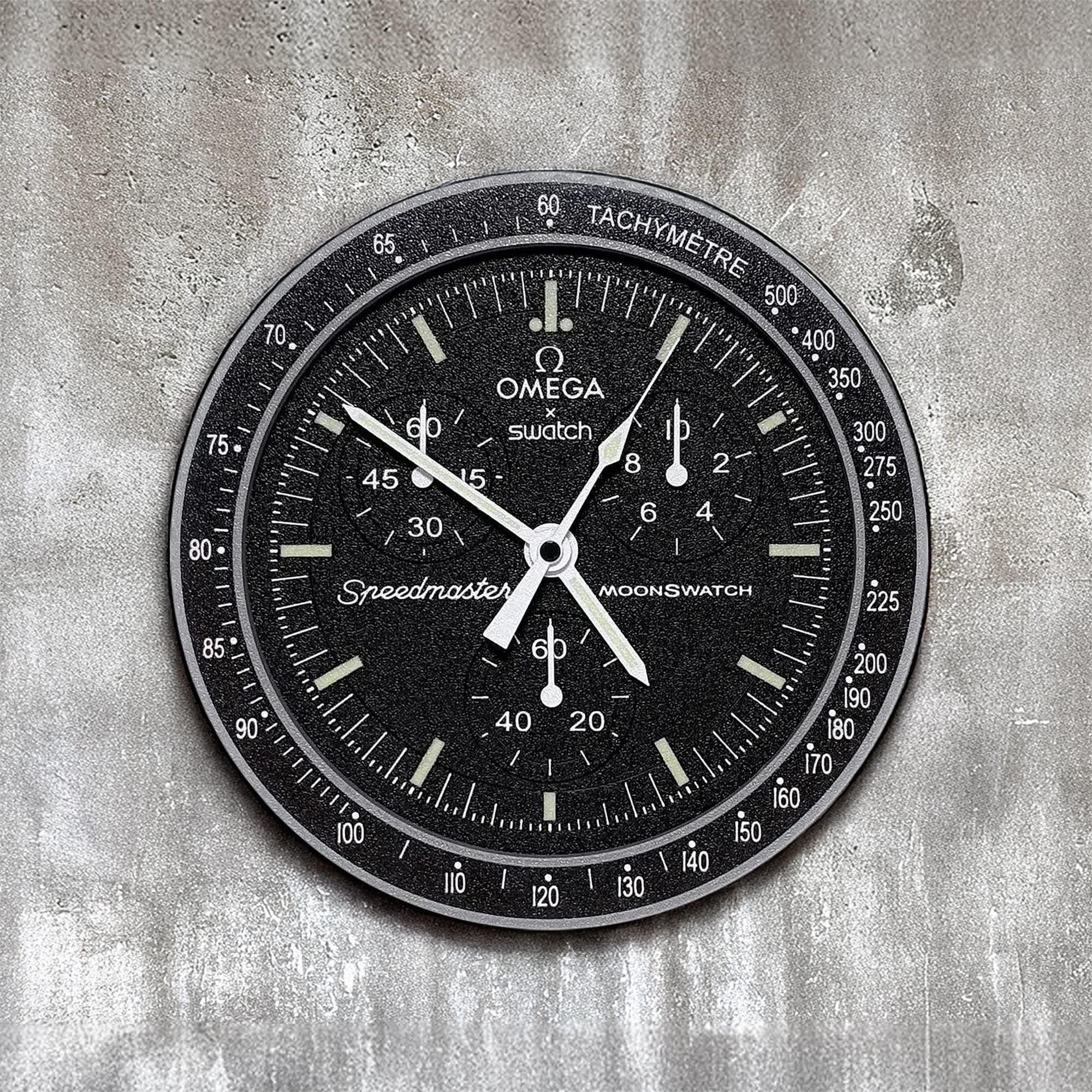 Omega Swatch MoonSwatch Wall Clock – Speedmaster Chronograph Look | Gift for Men | 3D Printed