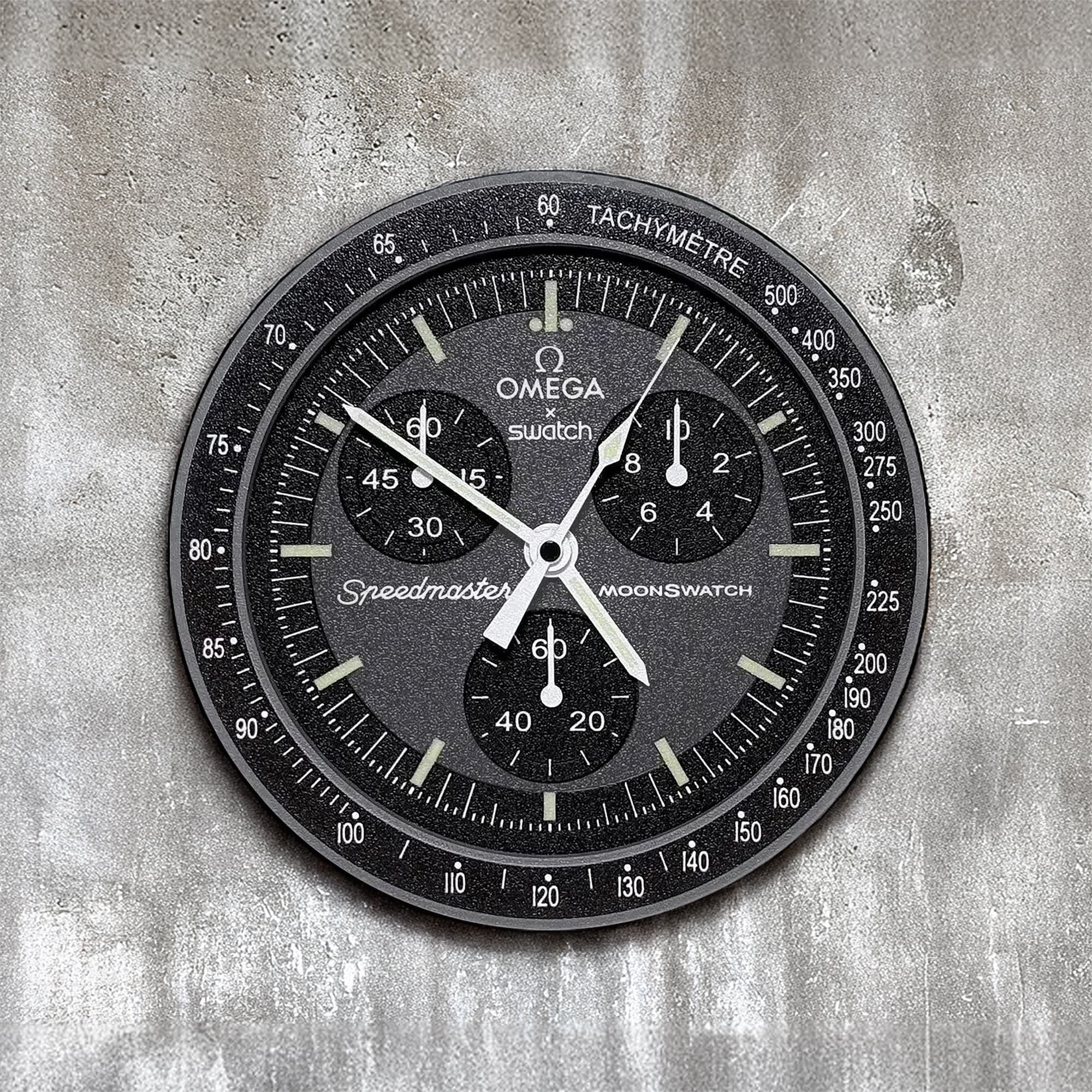Omega Swatch MoonSwatch Wall Clock – Speedmaster Chronograph Look | Gift for Men | 3D Printed