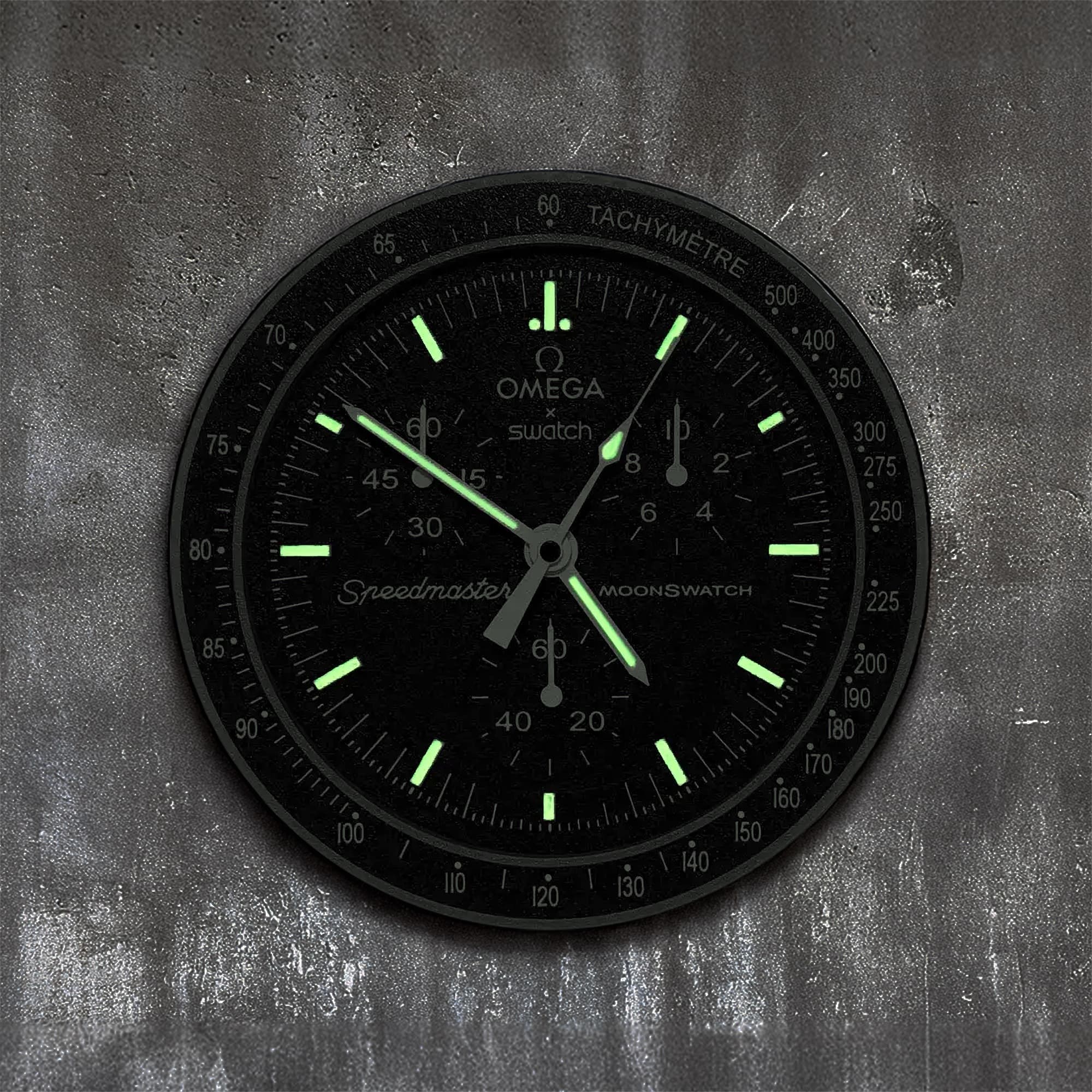 Omega Swatch MoonSwatch Wall Clock – Speedmaster Chronograph Look | Gift for Men | 3D Printed
