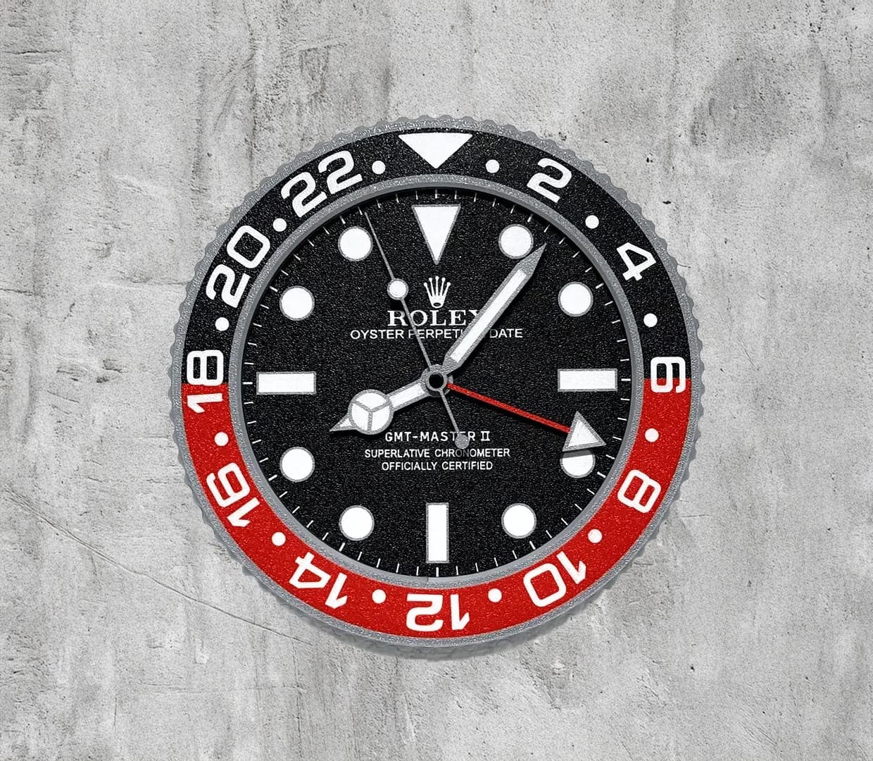 Rolex GMT-Master II Wall Clock – 24h Design in Red-Blue, Red, Blue, or Green | Gift for Men | 3D Printed