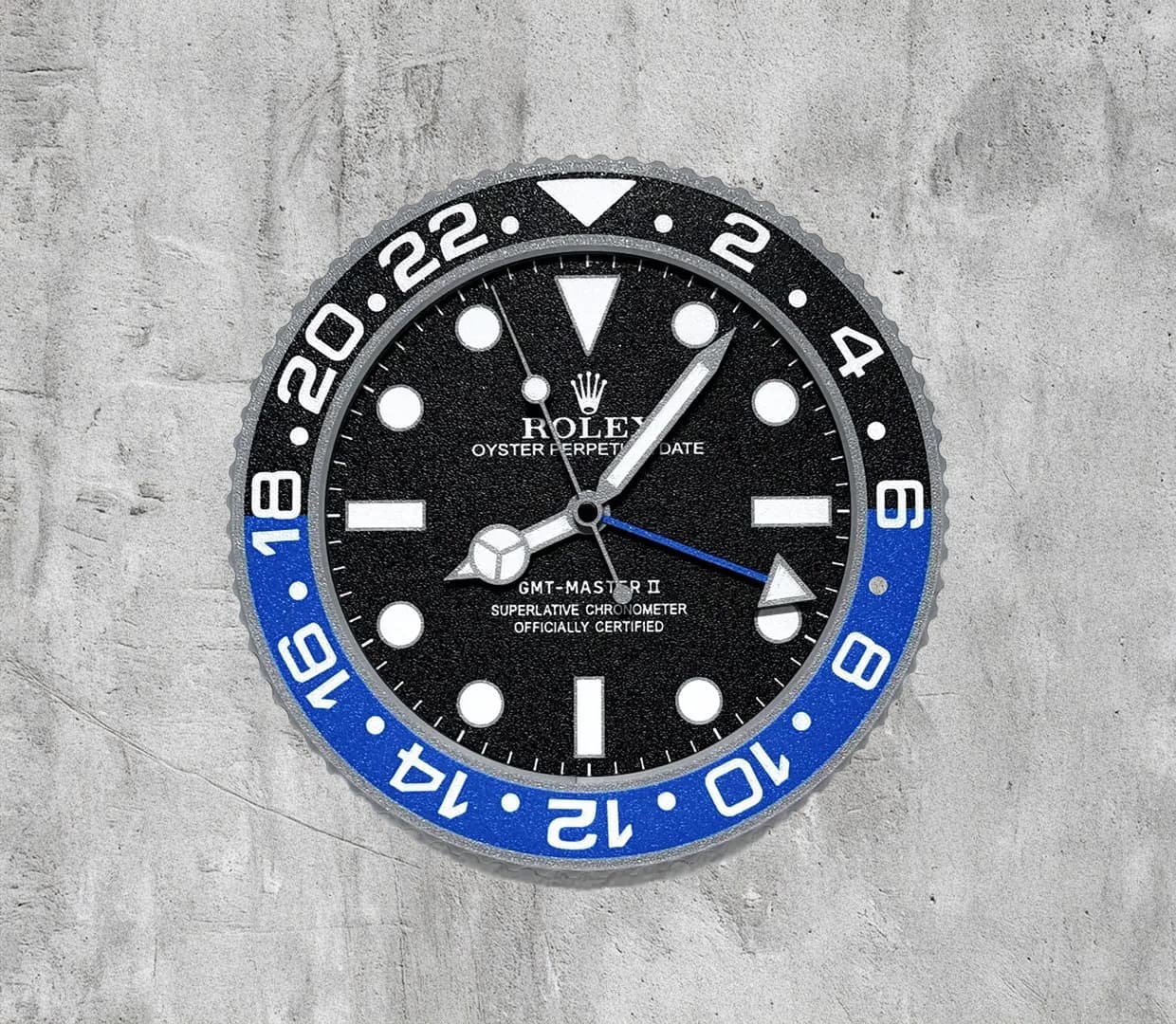 Rolex GMT-Master II Wall Clock – 24h Design in Red-Blue, Red, Blue, or Green | Gift for Men | 3D Printed